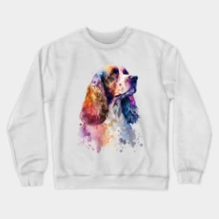 Rainbow English Cocker Spaniel Watercolor Art Crewneck Sweatshirt